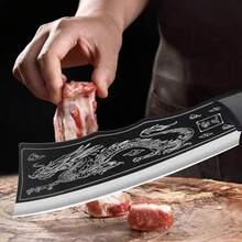 Faca Cozinha Chef Afiada, Cortar Carne Açougueiro Praticidade Na Cozinha Com Bainha - Preto - Visão 5