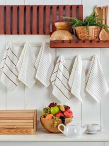 Yonca Set Of 6 Hand And Face Towels 30x50cm | Kitchen Towel | Cotton - Beige - View 3