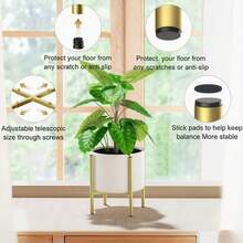 Modern Gold Metal Plant Stand, Adjustable Width, Indoor Plant Riser, Sturdy Flower Pot Holder, Living Room Corner Decor - Multicolor - View 5