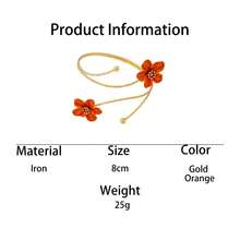 1pc Summer New Versatile Fashion Vacation Style Handmade Drip Oil Pink Enamel Plumeria Women's Arm Cuff - Orange - View 5