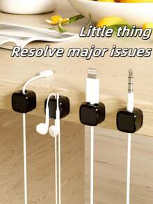 5/3pcs Magnetic Cable Organizer - Black & White Cable Clips, Compact & Durable, Suitable For Desk/Wall Installation, Can Store Phone Cables, Chargers, Suitable For Tech Enthusiasts And Students, Includes Base And Clips, No Drilling Required, Home Office - Cable Organizer - View 5