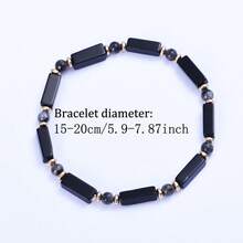 Black Agate & Labradorite Rectangular Bead Bracelet, Opportunity Crystal Bracelet, Minimalist Business Unisex Layering Jewelry Gift - Multicolor - View 4