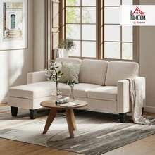 HOMCOM 73" Sectional Sofa, L Shaped Couch With Changeable Chaise Or Ottoman, Corduroy 3 Seat Sectional Couch For Living Room, Bedroom, Apartment, 2200lb Capacity, Cream White - 白色 - 查看 2