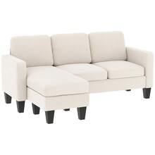 HOMCOM 73" Sectional Sofa, L Shaped Couch With Changeable Chaise Or Ottoman, Corduroy 3 Seat Sectional Couch For Living Room, Bedroom, Apartment, 2200lb Capacity, Cream White - 白色 - 查看 10