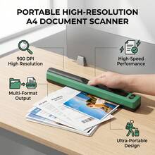 Portable Scanner For A4 Documents, Photos, Images, Receipts, JPG/PDF, 300/600/900dpi Resolution - Green - View 7