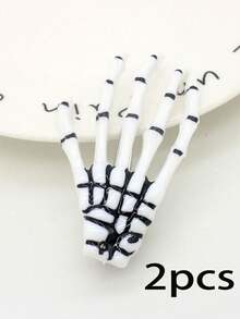 2pcs Skeleton Hand Hair Clips, Halloween Horror Party Hair Accessories, Bone Claw Hair Clips For Women, Gothic Style Cosplay Headwear, Halloween Trick Or Treat - Multicolor - View 7