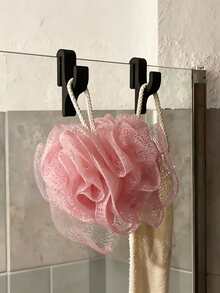 1/2pcs Shower Door Hooks - Frameless Wall-Mounted Bathroom Hooks With Curved Design - Space-Saving Modern Style Suitable For Glass Doors, Shower Curtain Rods, Towel Racks - Easy To Install, Single Or Double Hook Options, Suitable For Glass Doors, Shower Curtain Rods, Towel Racks, Home Bathroom Storage Hooks, No Drilling, No Adhesive Wall Design - Multicolor - View 2