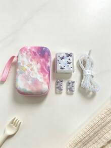 6pcs Butterfly Print Portable Storage Bag Set, Girls Travel Organizer, Data Cable & Earphone Storage Box, Cute Small Item Organizer Bag - Multicolor - View 11