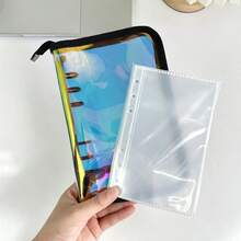 1pc A6 Laser Rainbow Loose-Leaf Binder, Zippered Planner, Large Capacity Sticker Storage Bag, Stationery Organizer, Detachable Inner Pages Multi-Functional Binder, IDOLME, Suitable For K-Pop Photo Album, Sticker Book, Savings Plan Book, Nail Art Storage, Diary, Notebook, School Supplies, Office Supplies, Back To School Supplies - A6 - View 12