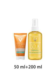 Vichy [組合包] Capital Soleil 有色乾爽觸感防護面部乳液 SPF50 50ml + 太陽防護水 SPF50 200ml - 無色 - 查看 2