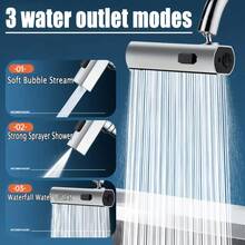 1 Set Kitchen Faucet Aerator, 3-In-1 Faucet Extension Head 360° Rotating Waterfall, Water-Saving Aerator, 3 Flow Modes | Polished End, Pressurized Extension Tube, Anti-Splash Nozzle, RV Kitchen Faucet, Kitchen Sink Faucet - Multi-color - View 1