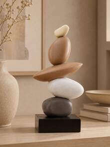 Stacked Stone Sculpture - Abstract Balanced Rock Resin Art Sculpture, Fashionable And Elegant Design, Decorative Desktop Ornament, Suitable For Home And Office, Can Be Given As Birthday, Graduation, Christmas Gift. 3 Colors Available For You To Choose - Multicolor - View 7