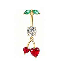Cute Cherry Belly Button Rings For Women Dangly Belly Piercing Jewelry Navel Ring Pearl Heart Dangle Belly Button Piercings Daily Gift Party - Belly Button Ring - View 10