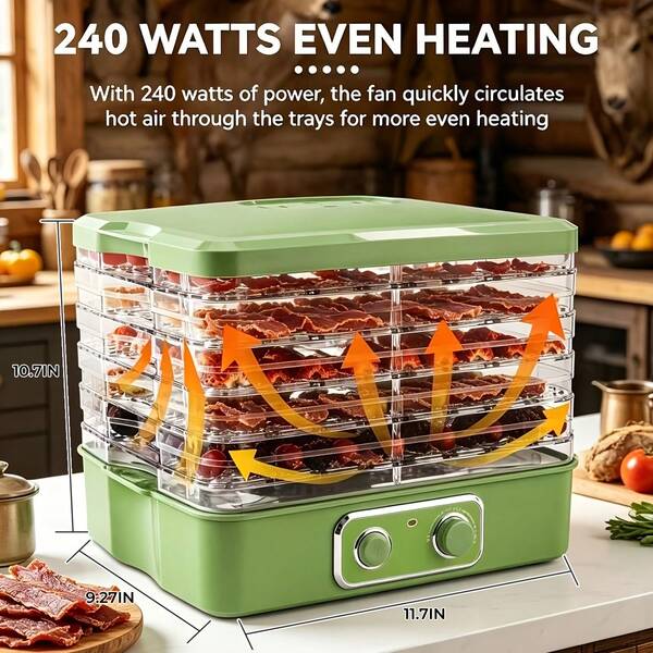 SUSTEASHunting Food Dehydrator, 5-Tray Meat Dryer For Wild Game Jerky, Venison, Beef & Fish, AlsoDries Fruits, Vegetables & Herbs, Digital Temp 95-158°F Timer Control, Stackable,Quiet Operation, For Hunting & Home Food Preservation