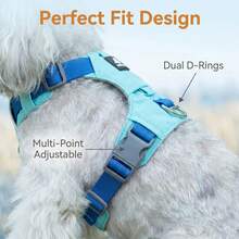 DomKim Lightweight Breathable Dog Harness Vest With Airtag/GPS Pocket, No-Pull 3D Honeycomb Mesh Padded Pet Vest, Reflective Adjustable All-Weather Step-In Walking Harness For Small Medium Large Dogs - Cadet Blue - View 6
