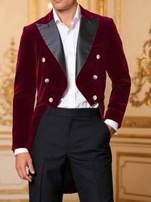 Men's Medieval Mid-Length Tailcoat - Red - View 1