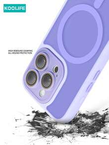 Koolife 1件裝 Apple 17 磁吸無線充電純色全包防摔鏡頭保護膜 TPU+PC 噴漆磨砂質感手機殼，高級手感，適用於 iPhone 18 Pro Max、17、17 Pro Max、16 Pro、15 Pro Max、13 Pro、15、14、14 Pro、13、12 Pro Max、11 Pro Max、15 Plus、16 Plus - 紫色 - 查看 5