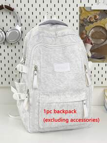 Fashion College Style Letter Embroidered Multi-Pocket Functional Backpack, Multi-Compartment Large Capacity Design, Books, Notebooks, Stationery Can Be Organized In Sections. Side Pockets Can Hold Water Bottles And Umbrellas, Wide Pressure-Relief Shoulder Straps, Comfortable For Long-Term Wear, Water-Resistant And Wear-Resistant Fabric. Suitable For School, Tutoring, Work Commute, Shopping, Travel And More, Perfect For Back To School Season - Multicolor - View 12