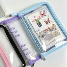 1pc A6 Glitter Zipper Binder, Transparent Storage Bag, Sticker Storage Book, Pencil Case, PVC Material, A6 PP High Transparency Inner Page Refill, IDOLME, Suitable For Document Bag/Stamp Album/Scrapbook/Sticker Book/Pencil Case, K-Pop Photo Album, Savings Book, Diary, Planner, Etc. - A6 - View 4