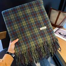 Elegant Green Plaid Scarf With Tassels - Soft & Warm Polyester Shawl For Teens | Hand Washable & Windproof | Perfect For Outdoor Fashion, Non-Deforming, Highly Decorative - Multicolor - View 9