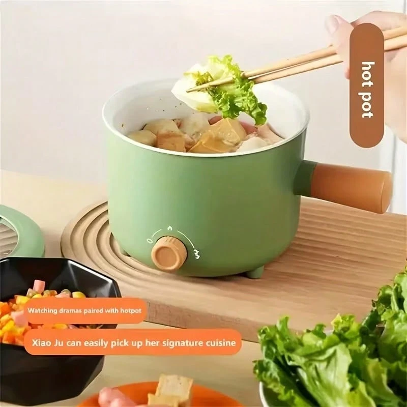 SMEGGEMS Hot Pot Noodle Electric Pot, Dual-Speed Heating & Keep Warm, Easy To Clean, Fast Heat Conduction, High-Temperature Resistant Cooking, Can Cook Noodles, Steam Noodles, Hot Pot, Stew Soup, Easy To Store And Carry - Green - View 1