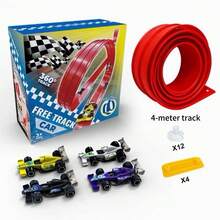 Extra Long Flexible Bendable DIY Track Racing Toy With Strong Suction Cups For Wall And Tabletop Secure Mounting, Dual Track 2-Player Competitive Racing, Customizable 360° Loop Stunt Track, Smooth Burr-Free Material, Parent-Child Interactive Educational Sliding Car, Space Imagination Training Gift For Boys - Multicolor - View 16
