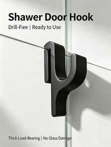 1/2pcs Shower Door Hooks - Frameless Wall-Mounted Bathroom Hooks With Curved Design - Space-Saving Modern Style Suitable For Glass Doors, Shower Curtain Rods, Towel Racks - Easy To Install, Single Or Double Hook Options, Suitable For Glass Doors, Shower Curtain Rods, Towel Racks, Home Bathroom Storage Hooks, No Drilling, No Adhesive Wall Design - Multicolor - View 10