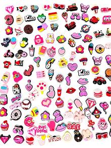 Random 10-200pcs Pink Series DIY Shoe Charms, Suitable For Keychains, Sandals, Beach Bags, PVC Material, Fit Clogs And Other Shoe Styles, High-Quality Popular Decorative Accessories, Perfect Gift For Christmas, Birthday, Party And Other Occasions - Cute Cartoon Random - View 2