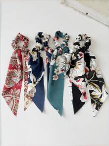 2pcs/3pcs/4pcs Women's Floral Printed Scarf Hair Ropes Scrunchies, Hair Accessories - Multicolor - View 9