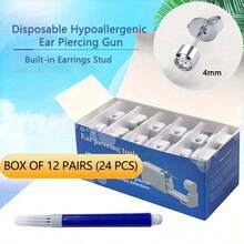 1/2/4/10/24PCS Disposable Ear Piercing Gun With Built-In 4mm Earring Studs, Hypoallergenic Ear Piercing Kit - Second Generation White Diamond - View 12