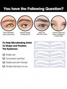 2/20/60pcs Eyebrow Drawing & Template Stickers, Suitable For Semi-Permanent Eyebrow Tattooing And Makeup, Positioning, Spraying & Shaping Auxiliary Tools - Multicolor - View 3