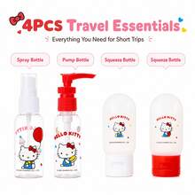 Miniso Hello Kitty Portable Travel 4 Pieces Set, Lovely Cartoon Toiletry Storage Bag, Waterproof Lightweight Organizer, Cosmetic Skincare Container For Outdoor Trip, Business Travel And Vacation(1 PC) - Multicolor - View 4