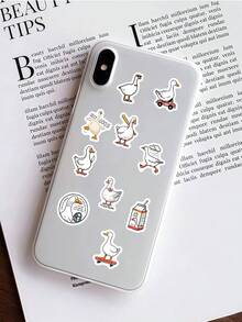 500Pcs Roll Cute Hand Drawn Silly Goose Vinyl Stickers, Funny White Goose Meme Mini Sealing Stickers, Sticker Roll For Gift Packaging Envelope Journal Water Bottle Laptop Phone Case Decor - White - View 8