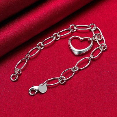 925 Sterling Silver Plated Pendant Bracelet For Woman Charm Wedding Engagement Party Fashion Jewelry