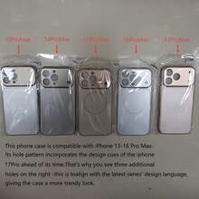 Apple 18 超薄金屬 PC 磁吸手機殼，相容 iPhone 18 Pro Max 18 Pro 17 Pro Max 16 15 14 13，附鏡頭保護背蓋，Apple 18 手機殼，Apple 17 手機殼，Instant Anti-Apple 18 17 手機殼，手機配件 - 銀色 - 查看 9