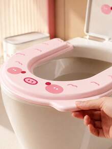 1pc Thickened Waterproof EVA Toilet Seat Cushion, Soft & Warm All Seasons, Anti-Pinch Design, Universal Bathroom Toilet Lid, With Handle, Easy To Remove And Wash, Cute Style, Suitable For Women - Multicolor - View 7