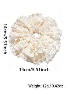 2PCS New French Style Premium Multi-Layer Lace Scrunchies, Large Hair Ties For Women, Ponytail Hair Accessories, Soft Slouchy, Exquisite Hair Decor - Multicolor - View 9