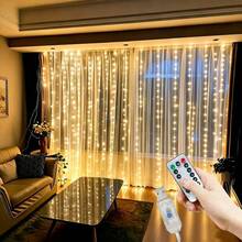 أضواء ستارة LED، تحكم عن بعد ب- 8 وظائف، تعمل بالطاقة عبر USB، مثالية لعيد الحب، رأس السنة، رمضان، الزفاف وحفلات العطلات، أضواء سلسلة عيد الميلاد - سلاسل إضاءة ستارة USB - مشاهدة 2