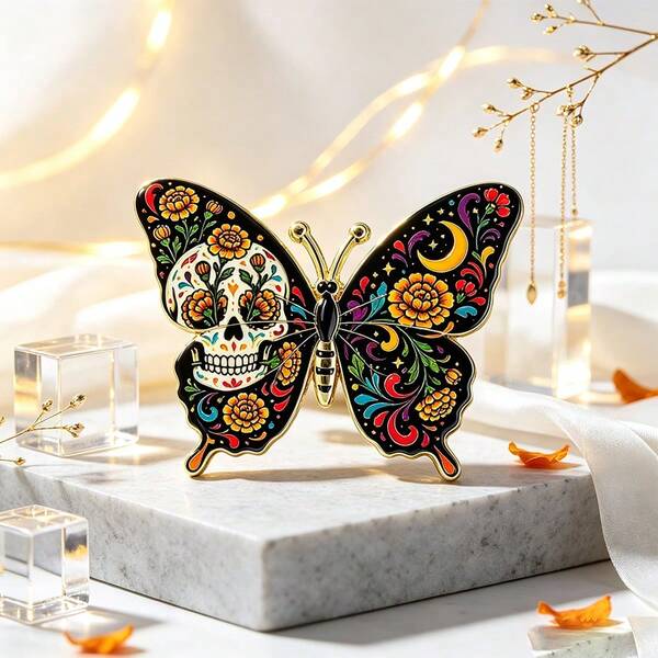 1pc Exquisite Butterfly Brooch, Blending Dark Aesthetic, Painted Art And Butterfly Elements, A Versatile Accessory For Various Occasions. Whether For Daily Commute, Vintage Style, Niche Gatherings Or Holiday Atmosphere, It's Perfectly Suitable. With Both Decorative And Collectible Value, You Can Keep It To Adorn Your Daily Wardrobe And Create A Unique Personal Style, Or Give It As A Thoughtful Niche Gift To Those Who Love Dark Vintage Style.