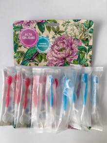 60/12/10/8/4/1pc Disposable Toothbrush Set, Mini Travel Toothbrush With Built-In Floss And Toothpick, Portable Fresh, Individually Wrapped, Suitable For Work And Travel (No Beads) - Multicolor - View 10