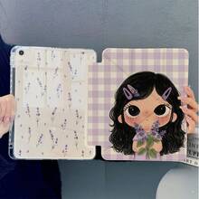 1pc Cream Base Cute Cartoon Girl Pink Headphone Music Note Star All-Over Print Tablet Protective Case, With Pen Slot And Auto Sleep/Wake Function, Compatible With IPad Pro/Air, Pad 5/6/21, Pad, MatePad, Honor Pad. - Multicolor - View 2