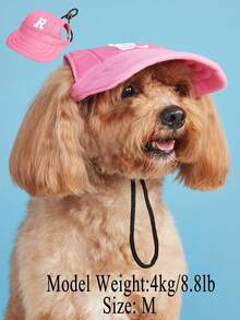 1 pieza Gorra de béisbol con logo R, bloques de color marrón, rosa y blanco, diseño de perro teddy, protección solar, gorra de béisbol casual - Rosa - Ver 2