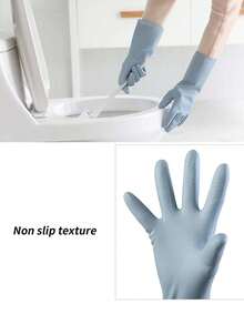 Reusable Rubber Household Cleaning Gloves, Waterproof Non-Slip Dishwashing Gloves, Durable Kitchen Protective Gloves, Suitable For Dishwashing, Bathroom Cleaning, Gardening And Daily Housework, Unisex - Multicolor - View 3