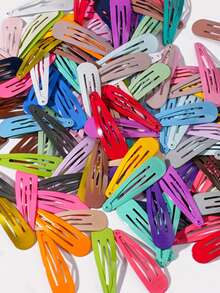 30pcs Candy Color Bowknot Hair Clips, Minimalist Rainbow Oil Drop BB Clips, Sweet Fresh Hair Accessories For Girls, Random Colors - Multicolor - View 11
