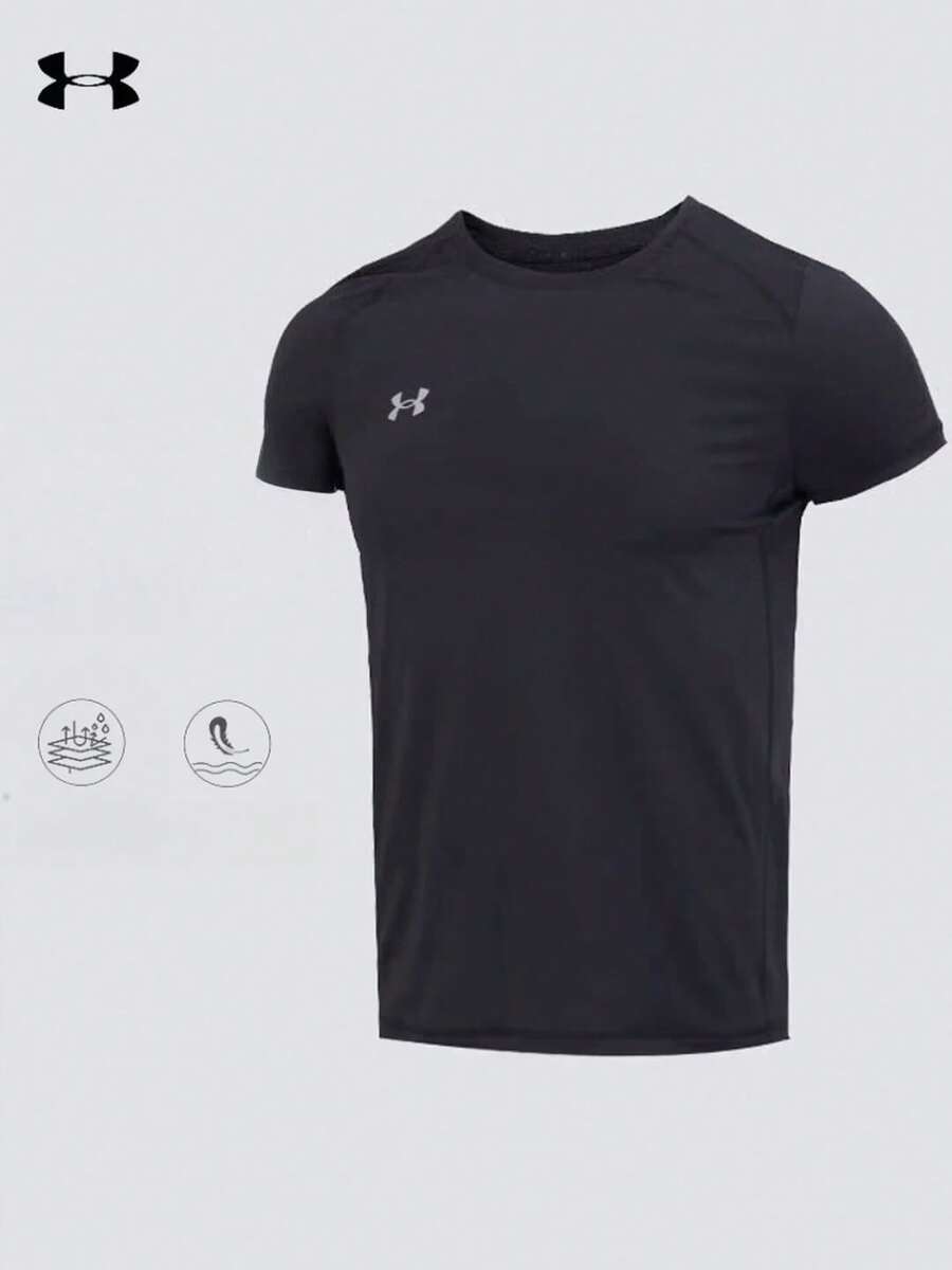Under Armour 男士運動速乾透氣跑步健身訓練短袖T卹 - 黑色 - 查看 1