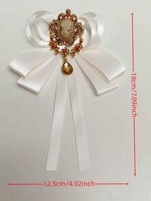 1pc Vintage Embossed Portrait Water Drop Pendant White Bow Tie Collar Accessory, Low-Key Elegant, Suitable For Office Shirts, Light Formal Wear, Daily Outfit Accessory - Apricot - View 8