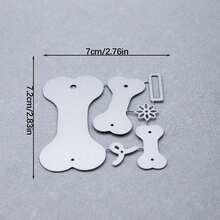 Dog Bone Tag Metal Cutting Dies, Dogs Bone Die Cuts New Arrivals, Carbon Steel Embossing Template For DIY Card Making Scrapbooking Paper Crafts - C-Silver - View 4