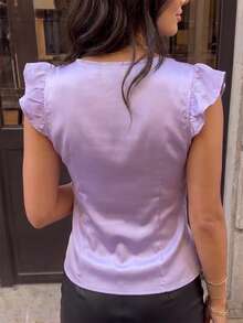 1件女款純色單肩上衣，商務通勤、派對出遊時尚穿搭單品，不對稱/不規則設計，適合海灘、晚約會、度假、大學、日常穿著，春/夏季 - 淡紫色 - 查看 3