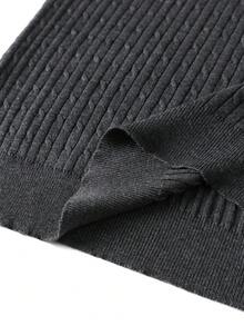 Men's Vertical Ribbed Knit Polo Short Sleeve, Light Business Casual Loose Fit Top - Dark Grey - View 8
