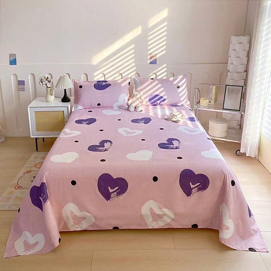 Set 3 piezas ropa cama estampado aloe transpirable lavable máquina, edredón y fundas almohada sin relleno decoración dormitorio - Blanco Crema - Ver 1